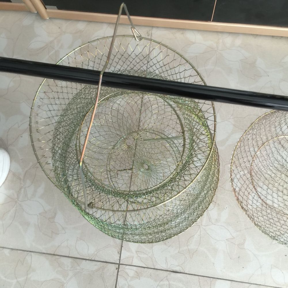 Fishing Equipment Essentials - Metalen vismand, opvouwbaar, met stalen draad,