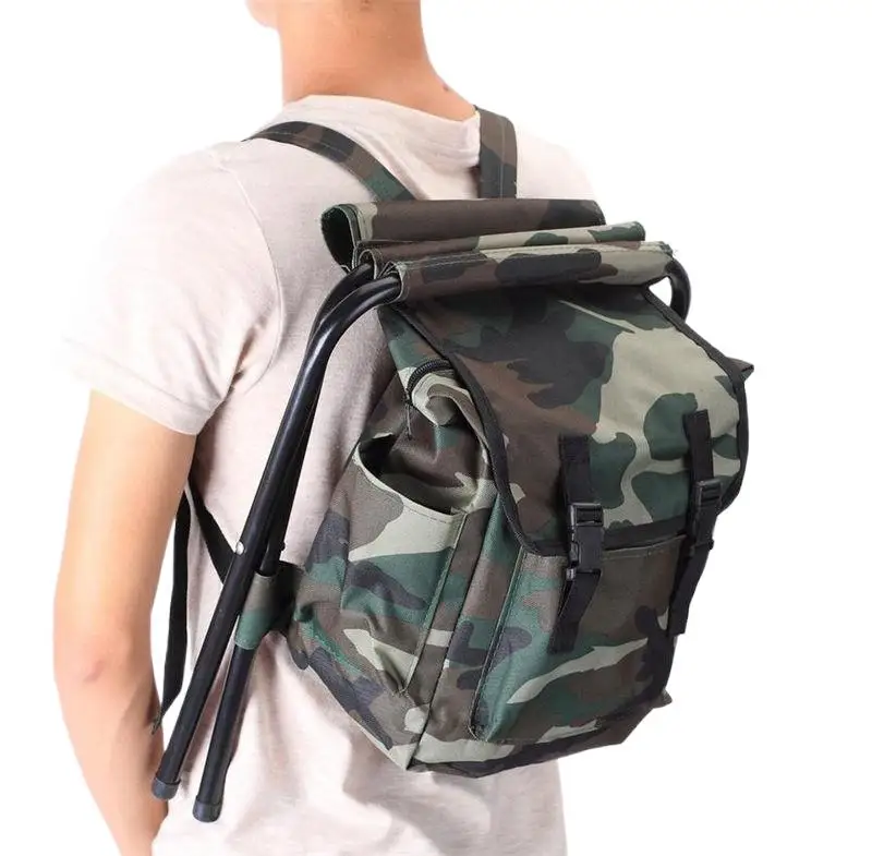 Fishing Equipment Bag - Camouflage Oxford-stof visstoel Opvouwbare rugzak met